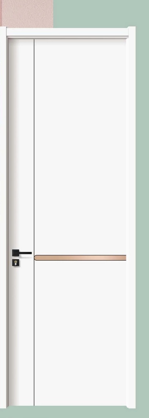 Pure White + Brushed Copper Zero-Degree Interior Door QC-005
